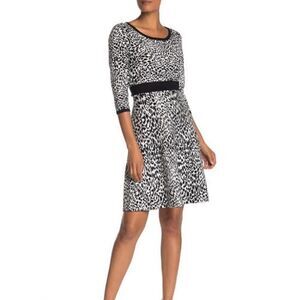 NWT NINA LEONARD - Leopard Print Knit Dress S